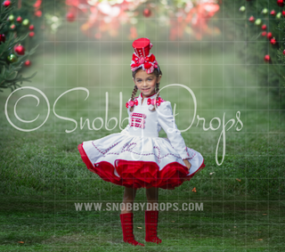 Christmas Pines with Ornaments Photography Backdrop-Fabric Photography Backdrop-Snobby Drops Fabric Backdrops for Photography, Exclusive Designs by Tara Mapes Photography, Enchanted Eye Creations by Tara Mapes, photography backgrounds, photography backdrops, fast shipping, US backdrops, cheap photography backdrops