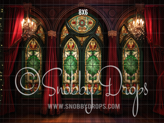 Christmas Stained Glass Window Fabric Backdrop-Fabric Photography Backdrop-Snobby Drops Fabric Backdrops for Photography, Exclusive Designs by Tara Mapes Photography, Enchanted Eye Creations by Tara Mapes, photography backgrounds, photography backdrops, fast shipping, US backdrops, cheap photography backdrops