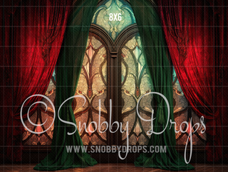 Christmas Stained Glass Window Fabric Backdrop-Fabric Photography Backdrop-Snobby Drops Fabric Backdrops for Photography, Exclusive Designs by Tara Mapes Photography, Enchanted Eye Creations by Tara Mapes, photography backgrounds, photography backdrops, fast shipping, US backdrops, cheap photography backdrops