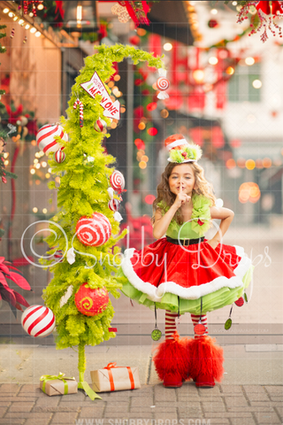 Christmas Street with Blurred Background and Bokeh Fabric Photography Backdrop-Fabric Photography Backdrop-Snobby Drops Fabric Backdrops for Photography, Exclusive Designs by Tara Mapes Photography, Enchanted Eye Creations by Tara Mapes, photography backgrounds, photography backdrops, fast shipping, US backdrops, cheap photography backdrops