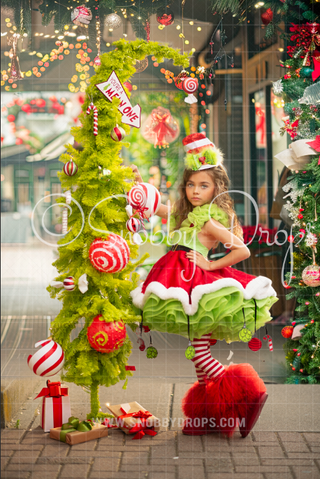 Christmas Street with Shops and Lights Fabric Photography Backdrop-Fabric Photography Backdrop-Snobby Drops Fabric Backdrops for Photography, Exclusive Designs by Tara Mapes Photography, Enchanted Eye Creations by Tara Mapes, photography backgrounds, photography backdrops, fast shipping, US backdrops, cheap photography backdrops
