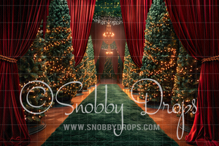 Christmas Tree Curtains Path Fabric Backdrop-Fabric Photography Backdrop-Snobby Drops Fabric Backdrops for Photography, Exclusive Designs by Tara Mapes Photography, Enchanted Eye Creations by Tara Mapes, photography backgrounds, photography backdrops, fast shipping, US backdrops, cheap photography backdrops