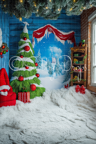 Christmas Tree Studio Fine Art Fabric Backdrop Sweep-Fabric Photography Sweep-Snobby Drops Fabric Backdrops for Photography, Exclusive Designs by Tara Mapes Photography, Enchanted Eye Creations by Tara Mapes, photography backgrounds, photography backdrops, fast shipping, US backdrops, cheap photography backdrops