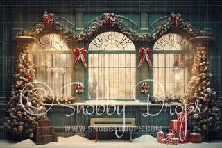 Christmas Vintage Train Ticket Window Fabric Backdrop-Fabric Photography Backdrop-Snobby Drops Fabric Backdrops for Photography, Exclusive Designs by Tara Mapes Photography, Enchanted Eye Creations by Tara Mapes, photography backgrounds, photography backdrops, fast shipping, US backdrops, cheap photography backdrops