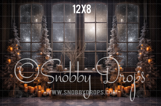 Christmas Window Fabric Backdrop-Fabric Photography Backdrop-Snobby Drops Fabric Backdrops for Photography, Exclusive Designs by Tara Mapes Photography, Enchanted Eye Creations by Tara Mapes, photography backgrounds, photography backdrops, fast shipping, US backdrops, cheap photography backdrops