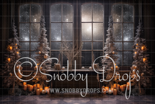 Christmas Window Fabric Backdrop-Fabric Photography Backdrop-Snobby Drops Fabric Backdrops for Photography, Exclusive Designs by Tara Mapes Photography, Enchanted Eye Creations by Tara Mapes, photography backgrounds, photography backdrops, fast shipping, US backdrops, cheap photography backdrops