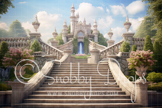 Cinderella Castle Stairs Fabric Backdrop-Fabric Photography Backdrop-Snobby Drops Fabric Backdrops for Photography, Exclusive Designs by Tara Mapes Photography, Enchanted Eye Creations by Tara Mapes, photography backgrounds, photography backdrops, fast shipping, US backdrops, cheap photography backdrops