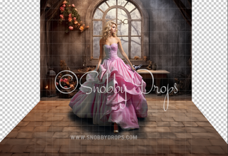 Cinderella's Room Fabric Backdrop-Fabric Photography Backdrop-Snobby Drops Fabric Backdrops for Photography, Exclusive Designs by Tara Mapes Photography, Enchanted Eye Creations by Tara Mapes, photography backgrounds, photography backdrops, fast shipping, US backdrops, cheap photography backdrops