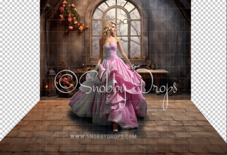 Cinderella's Room Stone Rubber Backed Floor-Floor-Snobby Drops Fabric Backdrops for Photography, Exclusive Designs by Tara Mapes Photography, Enchanted Eye Creations by Tara Mapes, photography backgrounds, photography backdrops, fast shipping, US backdrops, cheap photography backdrops