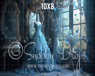 Cinderella's Room with Blue Dress Fabric Backdrop-Fabric Photography Backdrop-Snobby Drops Fabric Backdrops for Photography, Exclusive Designs by Tara Mapes Photography, Enchanted Eye Creations by Tara Mapes, photography backgrounds, photography backdrops, fast shipping, US backdrops, cheap photography backdrops