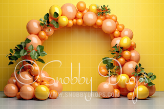 Citrus Fruit Balloon Arch Cake Smash Backdrop-Fabric Photography Backdrop-Snobby Drops Fabric Backdrops for Photography, Exclusive Designs by Tara Mapes Photography, Enchanted Eye Creations by Tara Mapes, photography backgrounds, photography backdrops, fast shipping, US backdrops, cheap photography backdrops