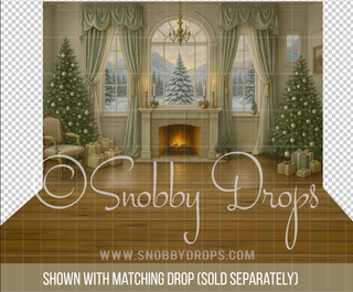 Classic Fireplace in Muted Tons Christmas Fabric or Rubber Backed Floor-Floor-Snobby Drops Fabric Backdrops for Photography, Exclusive Designs by Tara Mapes Photography, Enchanted Eye Creations by Tara Mapes, photography backgrounds, photography backdrops, fast shipping, US backdrops, cheap photography backdrops