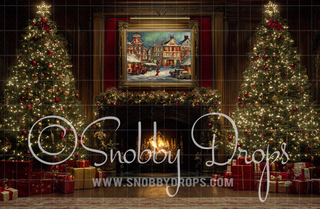 Classic Luxurious Christmas Room Fabric Backdrop-Fabric Photography Backdrop-Snobby Drops Fabric Backdrops for Photography, Exclusive Designs by Tara Mapes Photography, Enchanted Eye Creations by Tara Mapes, photography backgrounds, photography backdrops, fast shipping, US backdrops, cheap photography backdrops