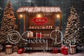 Cocoa and Pines Hot Chocolate Bar Fabric Backdrop-Fabric Photography Backdrop-Snobby Drops Fabric Backdrops for Photography, Exclusive Designs by Tara Mapes Photography, Enchanted Eye Creations by Tara Mapes, photography backgrounds, photography backdrops, fast shipping, US backdrops, cheap photography backdrops