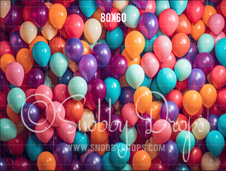 Colorful Balloon Wall Fabric Backdrop-Fabric Photography Backdrop-Snobby Drops Fabric Backdrops for Photography, Exclusive Designs by Tara Mapes Photography, Enchanted Eye Creations by Tara Mapes, photography backgrounds, photography backdrops, fast shipping, US backdrops, cheap photography backdrops