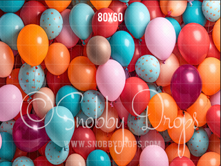 Colorful Balloon Wall Fabric Backdrop-Fabric Photography Backdrop-Snobby Drops Fabric Backdrops for Photography, Exclusive Designs by Tara Mapes Photography, Enchanted Eye Creations by Tara Mapes, photography backgrounds, photography backdrops, fast shipping, US backdrops, cheap photography backdrops