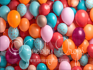 Colorful Balloon Wall Fabric Backdrop-Fabric Photography Backdrop-Snobby Drops Fabric Backdrops for Photography, Exclusive Designs by Tara Mapes Photography, Enchanted Eye Creations by Tara Mapes, photography backgrounds, photography backdrops, fast shipping, US backdrops, cheap photography backdrops