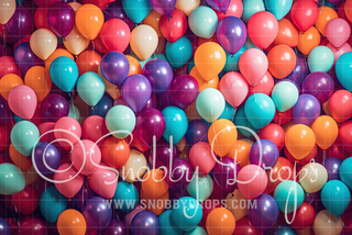 Colorful Balloon Wall Fabric Backdrop-Fabric Photography Backdrop-Snobby Drops Fabric Backdrops for Photography, Exclusive Designs by Tara Mapes Photography, Enchanted Eye Creations by Tara Mapes, photography backgrounds, photography backdrops, fast shipping, US backdrops, cheap photography backdrops