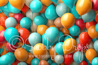 Colorful Balloon Wall Fabric Backdrop-Fabric Photography Backdrop-Snobby Drops Fabric Backdrops for Photography, Exclusive Designs by Tara Mapes Photography, Enchanted Eye Creations by Tara Mapes, photography backgrounds, photography backdrops, fast shipping, US backdrops, cheap photography backdrops