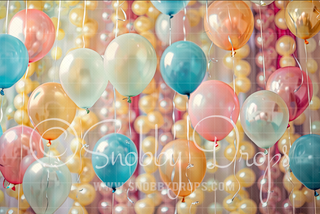 Colorful Balloons Fabric Backdrop-Fabric Photography Backdrop-Snobby Drops Fabric Backdrops for Photography, Exclusive Designs by Tara Mapes Photography, Enchanted Eye Creations by Tara Mapes, photography backgrounds, photography backdrops, fast shipping, US backdrops, cheap photography backdrops