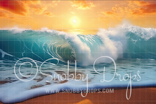 Colorful Beach Wave Fabric Backdrop-Fabric Photography Backdrop-Snobby Drops Fabric Backdrops for Photography, Exclusive Designs by Tara Mapes Photography, Enchanted Eye Creations by Tara Mapes, photography backgrounds, photography backdrops, fast shipping, US backdrops, cheap photography backdrops