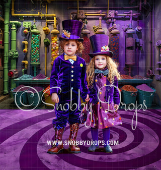 Colorful Candy Pipes Factory Fabric Backdrop-Fabric Photography Backdrop-Snobby Drops Fabric Backdrops for Photography, Exclusive Designs by Tara Mapes Photography, Enchanted Eye Creations by Tara Mapes, photography backgrounds, photography backdrops, fast shipping, US backdrops, cheap photography backdrops