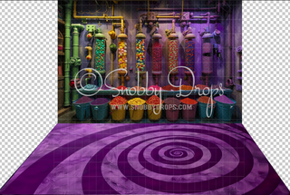 Colorful Candy Pipes Factory Fabric Backdrop-Fabric Photography Backdrop-Snobby Drops Fabric Backdrops for Photography, Exclusive Designs by Tara Mapes Photography, Enchanted Eye Creations by Tara Mapes, photography backgrounds, photography backdrops, fast shipping, US backdrops, cheap photography backdrops