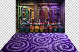 Colorful Candy Pipes Factory Fabric Backdrop-Fabric Photography Backdrop-Snobby Drops Fabric Backdrops for Photography, Exclusive Designs by Tara Mapes Photography, Enchanted Eye Creations by Tara Mapes, photography backgrounds, photography backdrops, fast shipping, US backdrops, cheap photography backdrops