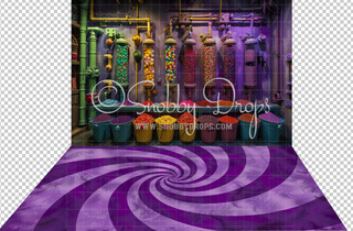 Colorful Candy Pipes Factory Fabric Backdrop-Fabric Photography Backdrop-Snobby Drops Fabric Backdrops for Photography, Exclusive Designs by Tara Mapes Photography, Enchanted Eye Creations by Tara Mapes, photography backgrounds, photography backdrops, fast shipping, US backdrops, cheap photography backdrops