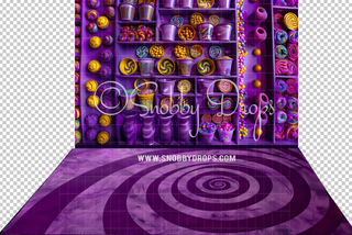 Colorful Candy Wall Factory Fabric Backdrop-Fabric Photography Backdrop-Snobby Drops Fabric Backdrops for Photography, Exclusive Designs by Tara Mapes Photography, Enchanted Eye Creations by Tara Mapes, photography backgrounds, photography backdrops, fast shipping, US backdrops, cheap photography backdrops