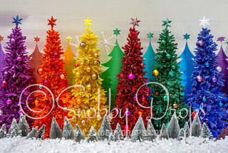 Colorful Christmas Trees Fabric Backdrop-Fabric Photography Backdrop-Snobby Drops Fabric Backdrops for Photography, Exclusive Designs by Tara Mapes Photography, Enchanted Eye Creations by Tara Mapes, photography backgrounds, photography backdrops, fast shipping, US backdrops, cheap photography backdrops