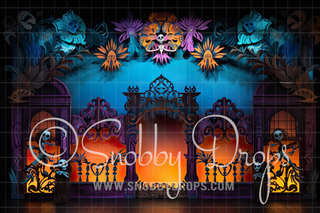 Colorful Dia de los Muertos Backdrop-Fabric Photography Backdrop-Snobby Drops Fabric Backdrops for Photography, Exclusive Designs by Tara Mapes Photography, Enchanted Eye Creations by Tara Mapes, photography backgrounds, photography backdrops, fast shipping, US backdrops, cheap photography backdrops