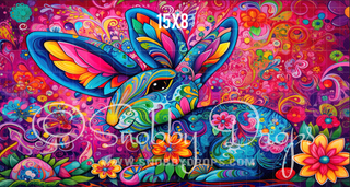 Colorful Easter Bunny Painterly Fabric Backdrop-Fabric Photography Backdrop-Snobby Drops Fabric Backdrops for Photography, Exclusive Designs by Tara Mapes Photography, Enchanted Eye Creations by Tara Mapes, photography backgrounds, photography backdrops, fast shipping, US backdrops, cheap photography backdrops