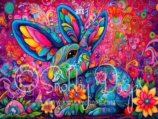 Colorful Easter Bunny Painterly Fabric Backdrop-Fabric Photography Backdrop-Snobby Drops Fabric Backdrops for Photography, Exclusive Designs by Tara Mapes Photography, Enchanted Eye Creations by Tara Mapes, photography backgrounds, photography backdrops, fast shipping, US backdrops, cheap photography backdrops