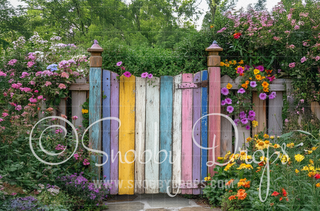 Colorful Fence Fabric Backdrop-Fabric Photography Backdrop-Snobby Drops Fabric Backdrops for Photography, Exclusive Designs by Tara Mapes Photography, Enchanted Eye Creations by Tara Mapes, photography backgrounds, photography backdrops, fast shipping, US backdrops, cheap photography backdrops