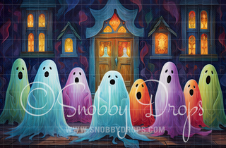 Colorful Ghosts Halloween Fabric Backdrop-Fabric Photography Backdrop-Snobby Drops Fabric Backdrops for Photography, Exclusive Designs by Tara Mapes Photography, Enchanted Eye Creations by Tara Mapes, photography backgrounds, photography backdrops, fast shipping, US backdrops, cheap photography backdrops