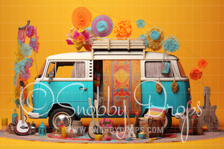 Colorful Hippie Van Fabric Backdrop-Fabric Photography Backdrop-Snobby Drops Fabric Backdrops for Photography, Exclusive Designs by Tara Mapes Photography, Enchanted Eye Creations by Tara Mapes, photography backgrounds, photography backdrops, fast shipping, US backdrops, cheap photography backdrops