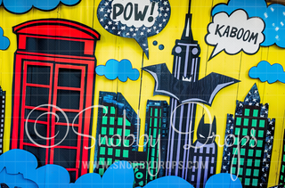 Comic Book Superhero City Fabric Backdrop-Fabric Photography Backdrop-Snobby Drops Fabric Backdrops for Photography, Exclusive Designs by Tara Mapes Photography, Enchanted Eye Creations by Tara Mapes, photography backgrounds, photography backdrops, fast shipping, US backdrops, cheap photography backdrops