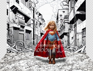 Comic Book Superhero City Ruins Fabric Backdrop-Fabric Photography Backdrop-Snobby Drops Fabric Backdrops for Photography, Exclusive Designs by Tara Mapes Photography, Enchanted Eye Creations by Tara Mapes, photography backgrounds, photography backdrops, fast shipping, US backdrops, cheap photography backdrops