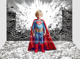 Comic Book Superhero Wall Fabric Backdrop-Fabric Photography Backdrop-Snobby Drops Fabric Backdrops for Photography, Exclusive Designs by Tara Mapes Photography, Enchanted Eye Creations by Tara Mapes, photography backgrounds, photography backdrops, fast shipping, US backdrops, cheap photography backdrops