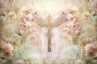 Communion Confirmation Christian Religious Fabric Backdrop-Fabric Photography Backdrop-Snobby Drops Fabric Backdrops for Photography, Exclusive Designs by Tara Mapes Photography, Enchanted Eye Creations by Tara Mapes, photography backgrounds, photography backdrops, fast shipping, US backdrops, cheap photography backdrops