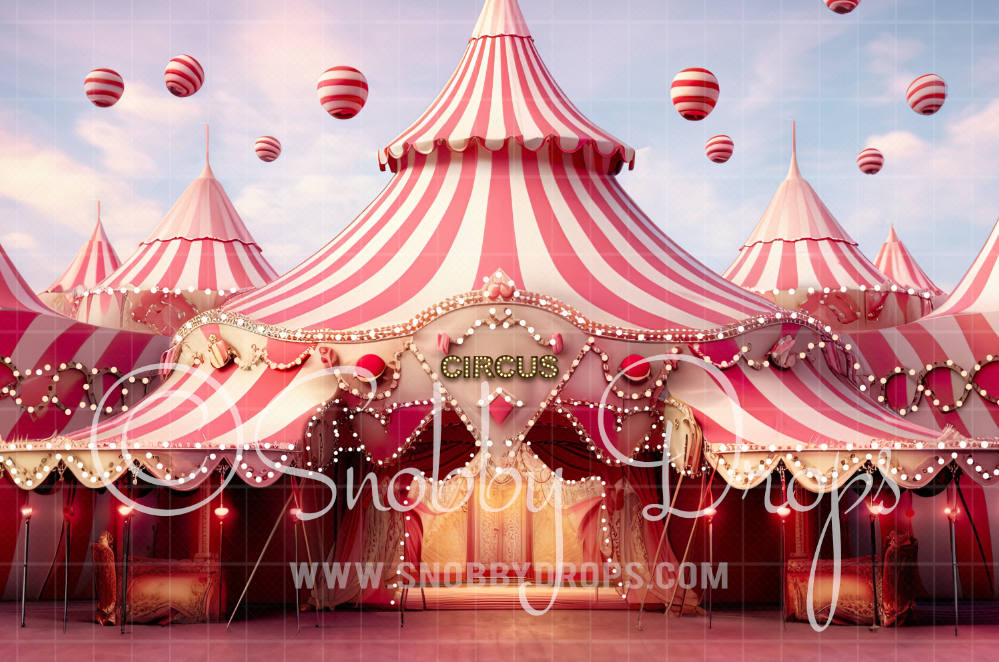 Coral Stripes Pastel Circus Tent Backdrop