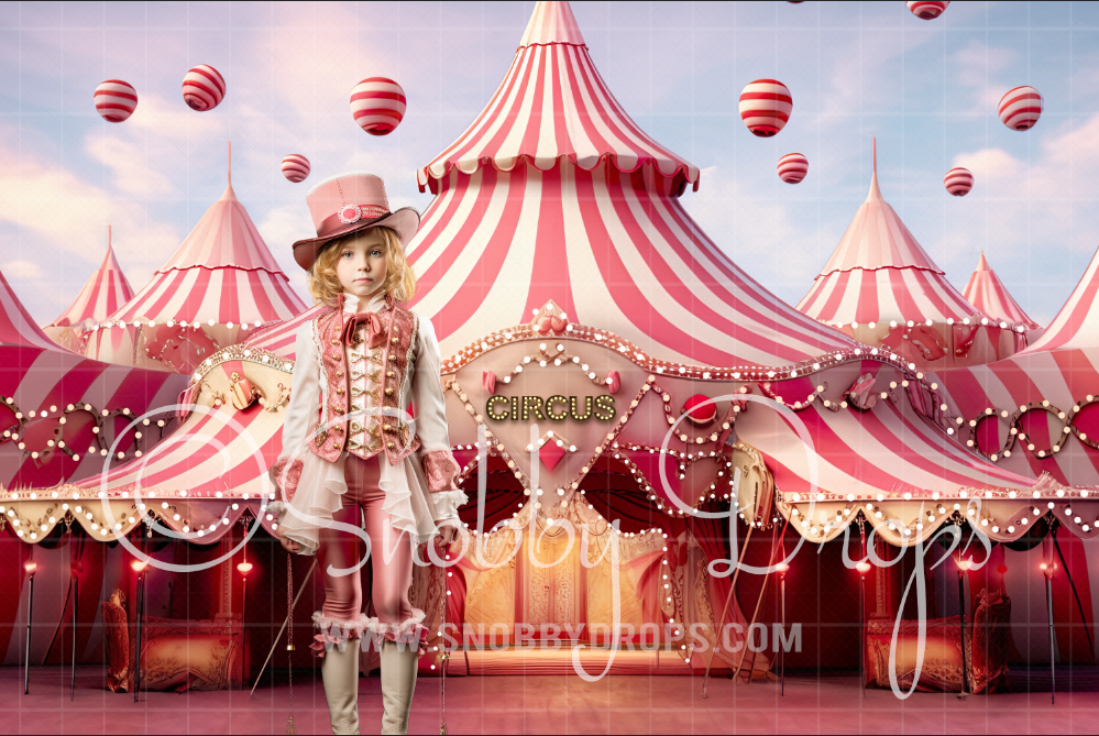 circus tent fabric Coral Stripes Painterly Pastel Circus Tent Fabric Backdrop