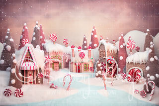 Cozy Christmas Candy Land Fabric Backdrop-Fabric Photography Backdrop-Snobby Drops Fabric Backdrops for Photography, Exclusive Designs by Tara Mapes Photography, Enchanted Eye Creations by Tara Mapes, photography backgrounds, photography backdrops, fast shipping, US backdrops, cheap photography backdrops