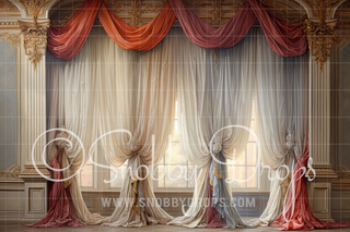 Curtains in Renaissance Room Fabric Backdrop-Fabric Photography Backdrop-Snobby Drops Fabric Backdrops for Photography, Exclusive Designs by Tara Mapes Photography, Enchanted Eye Creations by Tara Mapes, photography backgrounds, photography backdrops, fast shipping, US backdrops, cheap photography backdrops