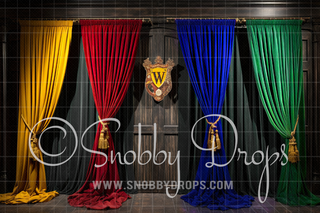 Curtains of the Wizard Houses Fabric Backdrop-Fabric Photography Backdrop-Snobby Drops Fabric Backdrops for Photography, Exclusive Designs by Tara Mapes Photography, Enchanted Eye Creations by Tara Mapes, photography backgrounds, photography backdrops, fast shipping, US backdrops, cheap photography backdrops