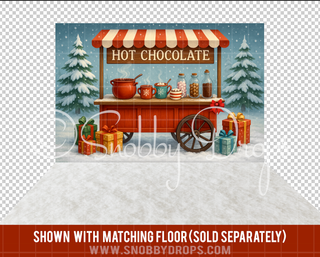 Cute Cocoa Cart Christmas Fabric Backdrop-Fabric Photography Backdrop-Snobby Drops Fabric Backdrops for Photography, Exclusive Designs by Tara Mapes Photography, Enchanted Eye Creations by Tara Mapes, photography backgrounds, photography backdrops, fast shipping, US backdrops, cheap photography backdrops