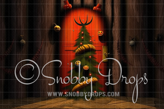 Dark Christmas Tree Portal Halloween Fabric Backdrop-Fabric Photography Backdrop-Snobby Drops Fabric Backdrops for Photography, Exclusive Designs by Tara Mapes Photography, Enchanted Eye Creations by Tara Mapes, photography backgrounds, photography backdrops, fast shipping, US backdrops, cheap photography backdrops