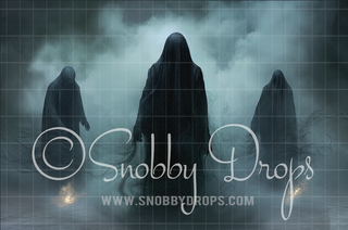 Dark Demons in Fog Halloween Fabric Backdrop-Fabric Photography Backdrop-Snobby Drops Fabric Backdrops for Photography, Exclusive Designs by Tara Mapes Photography, Enchanted Eye Creations by Tara Mapes, photography backgrounds, photography backdrops, fast shipping, US backdrops, cheap photography backdrops