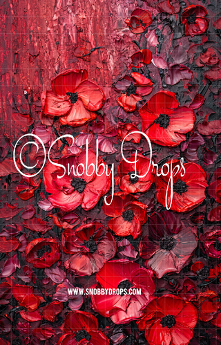 Deep Red Floral Fine Art Fabric Backdrop Sweep-Fabric Photography Sweep-Snobby Drops Fabric Backdrops for Photography, Exclusive Designs by Tara Mapes Photography, Enchanted Eye Creations by Tara Mapes, photography backgrounds, photography backdrops, fast shipping, US backdrops, cheap photography backdrops